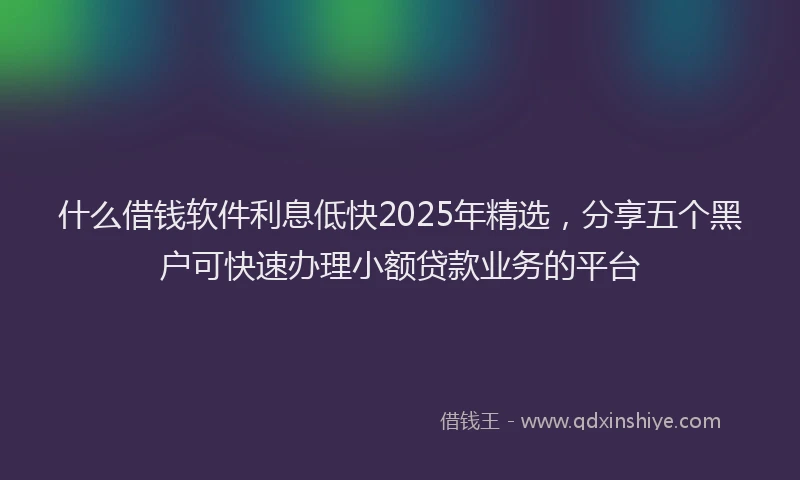 什么借钱软件利息低快2025年精选,分享五个黑户可快速办理小额贷款业务的平台