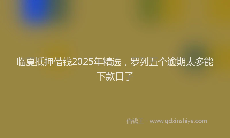 临夏抵押借钱2025年精选，罗列五个逾期太多能下款口子