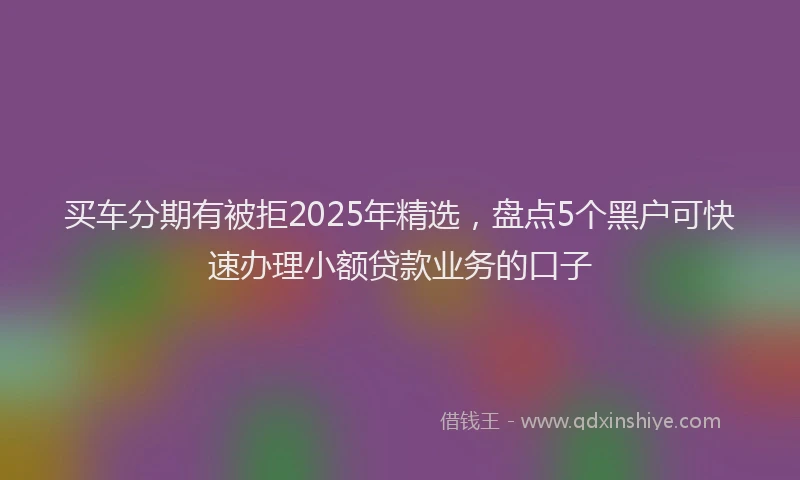 买车分期有被拒2025年精选，盘点5个黑户可快速办理小额贷款业务的口子