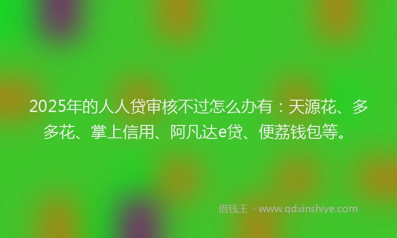 2025年的人人贷审核不过怎么办有:天源花、多多花、掌上信用、阿凡达e贷、便荔钱包等。