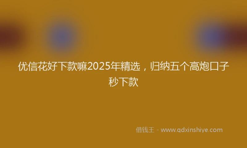 优信花好下款嘛2025年精选，归纳五个高炮口子秒下款