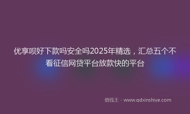 优享呗好下款吗安全吗2025年精选，汇总五个不看征信网贷平台放款快的平台