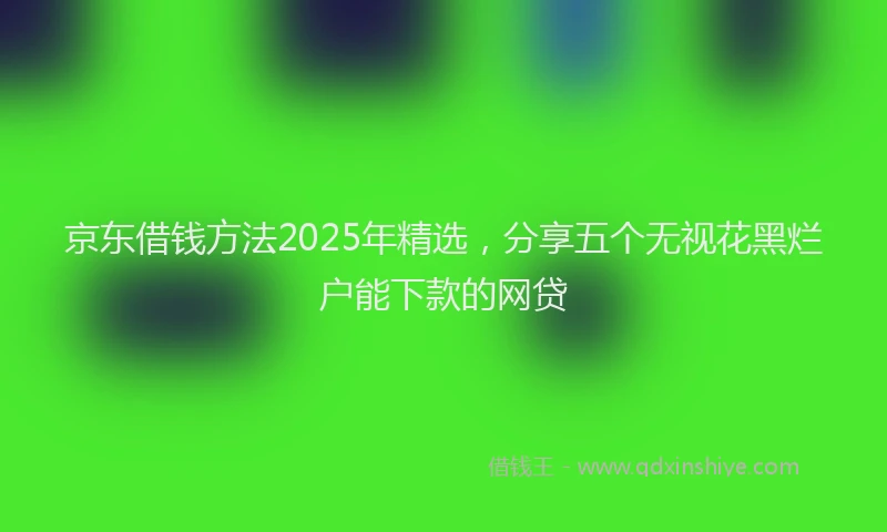 京东借钱方法2025年精选，分享五个无视花黑烂户能下款的网贷
