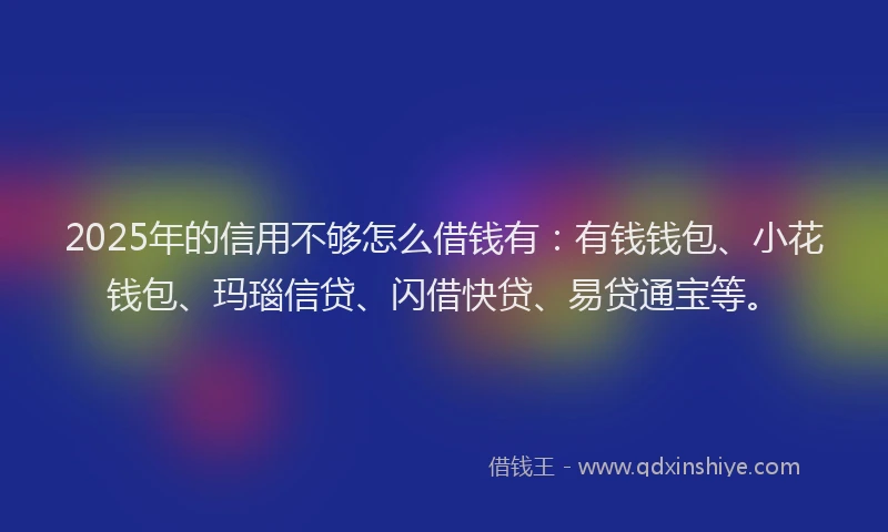 2025年的信用不够怎么借钱有：有钱钱包、小花钱包、玛瑙信贷、闪借快贷、易贷通宝等。