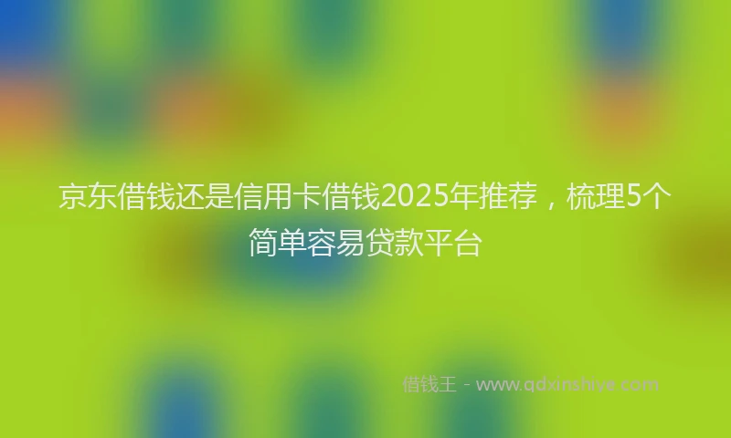 京东借钱还是信用卡借钱2025年推荐，梳理5个简单容易贷款平台