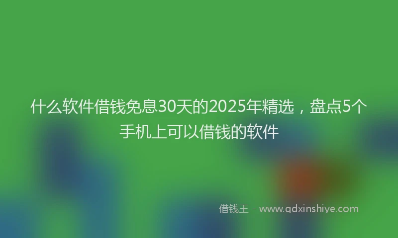 什么软件借钱免息30天的2025年精选，盘点5个手机上可以借钱的软件