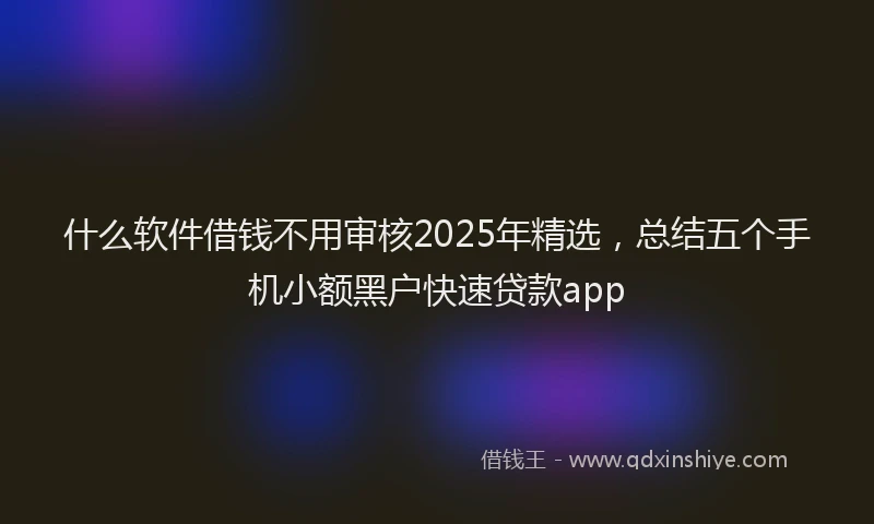 什么软件借钱不用审核2025年精选，总结五个手机小额黑户快速贷款app