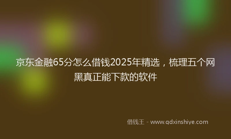 京东金融65分怎么借钱2025年精选，梳理五个网黑真正能下款的软件