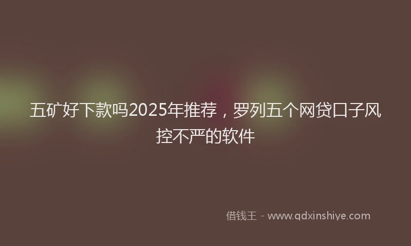 五矿好下款吗2025年推荐，罗列五个网贷口子风控不严的软件
