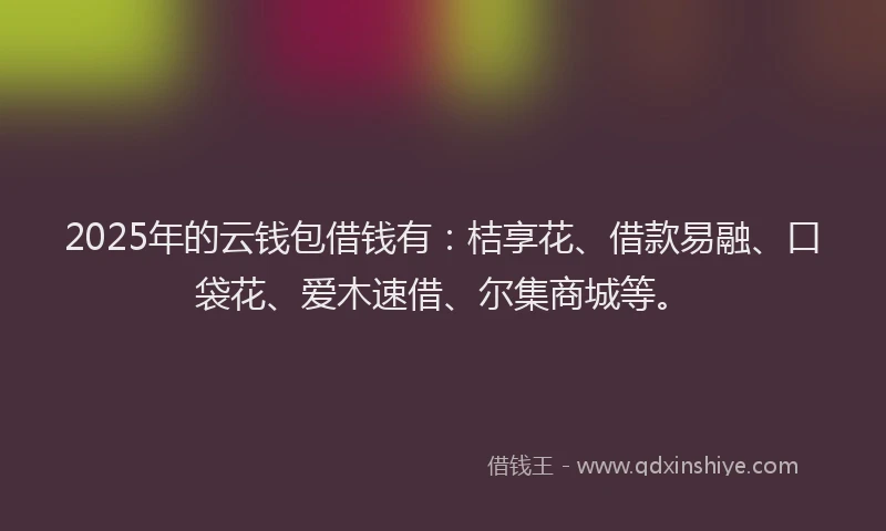 2025年的云钱包借钱有:桔享花、借款易融、口袋花、爱木速借、尔集商城等。