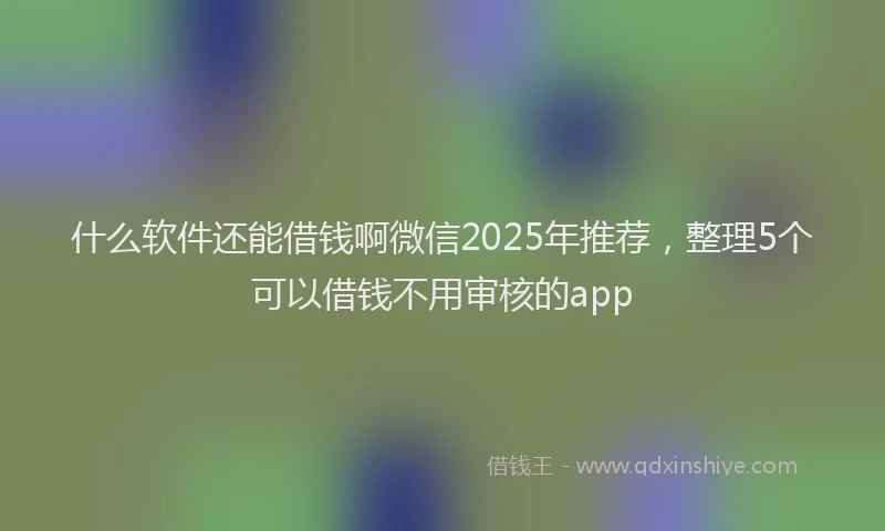什么软件还能借钱啊微信2025年推荐，整理5个可以借钱不用审核的app