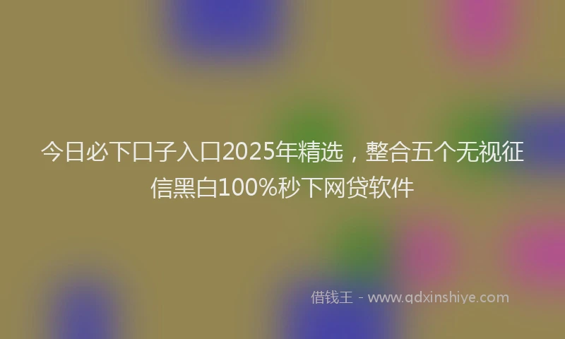 今日必下口子入口2025年精选，整合五个无视征信黑白100%秒下网贷软件