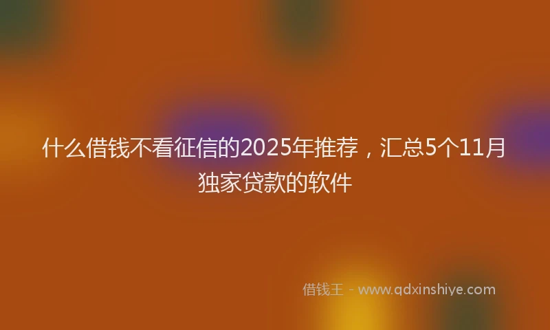 什么借钱不看征信的2025年推荐，汇总5个11月独家贷款的软件