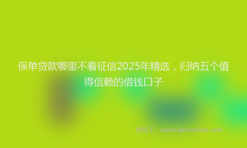 保单贷款哪里不看征信2025年精选，归纳五个值得信赖的借钱口子
