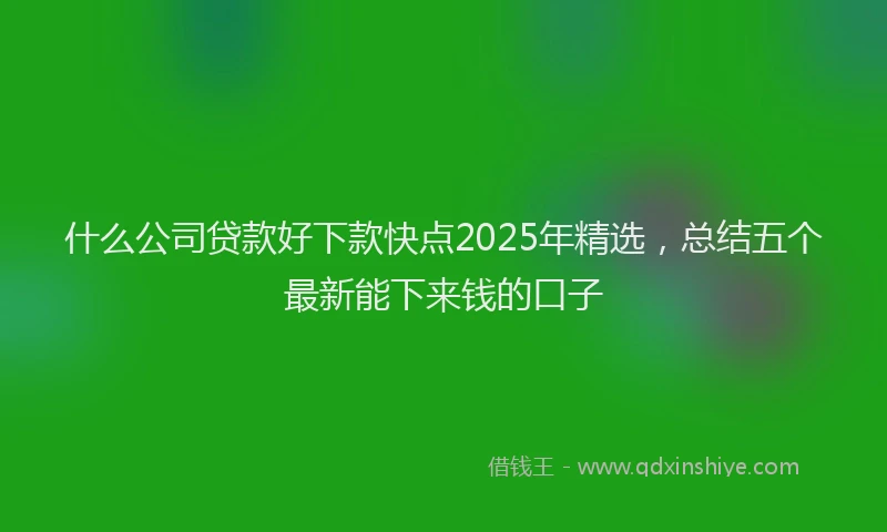什么公司贷款好下款快点2025年精选，总结五个最新能下来钱的口子