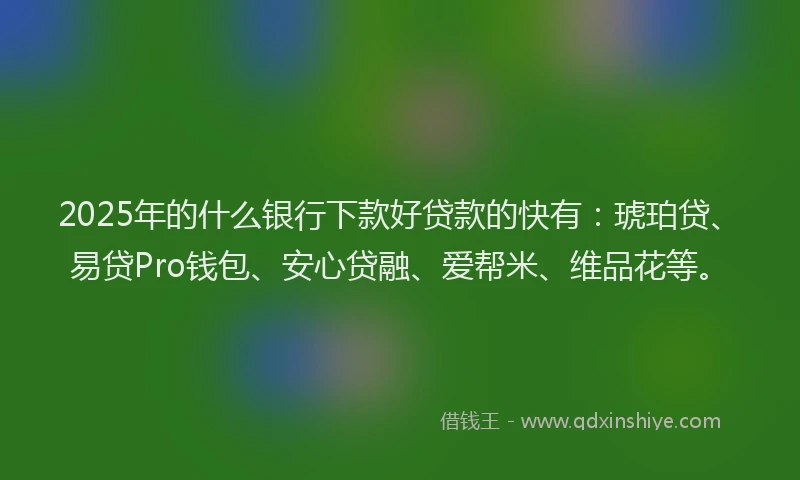 2025年的什么银行下款好贷款的快有：琥珀贷、易贷Pro钱包、安心贷融、爱帮米、维品花等。