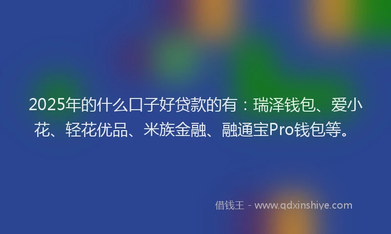 2025年的什么口子好贷款的有：瑞泽钱包、爱小花、轻花优品、米族金融、融通宝Pro钱包等。