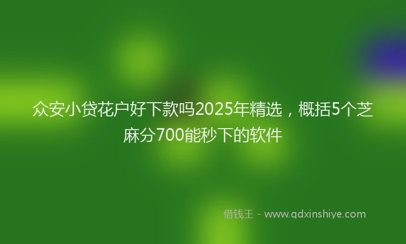 众安小贷花户好下款吗2025年精选，概括5个芝麻分700能秒下的软件