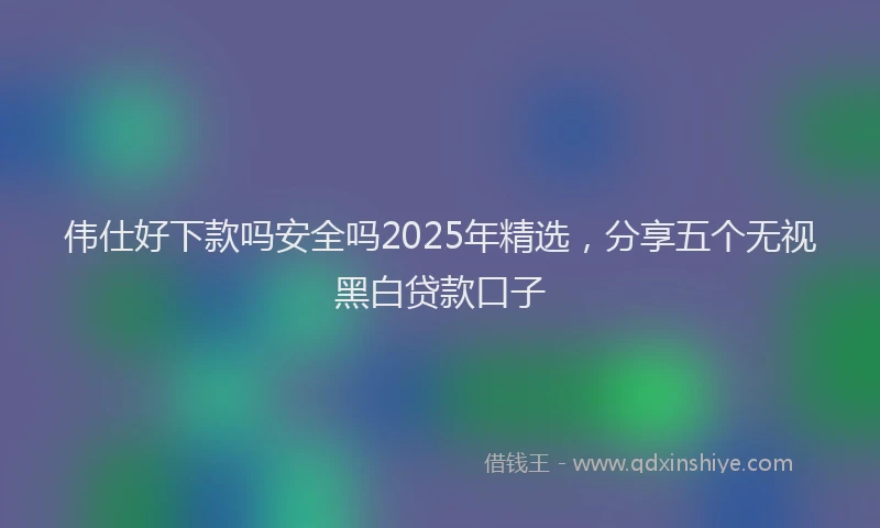伟仕好下款吗安全吗2025年精选，分享五个无视黑白贷款口子