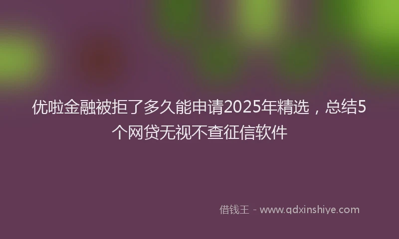 优啦金融被拒了多久能申请2025年精选，总结5个网贷无视不查征信软件