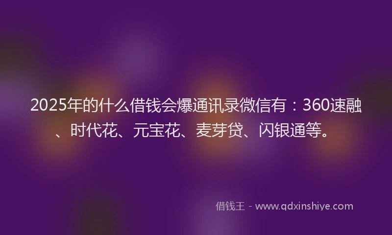 2025年的什么借钱会爆通讯录微信有：360速融、时代花、元宝花、麦芽贷、闪银通等。