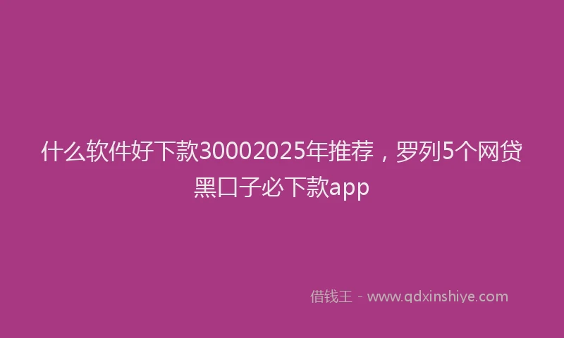 什么软件好下款30002025年推荐,罗列5个网贷黑口子必下款app