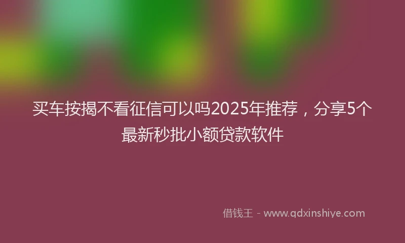 买车按揭不看征信可以吗2025年推荐，分享5个最新秒批小额贷款软件
