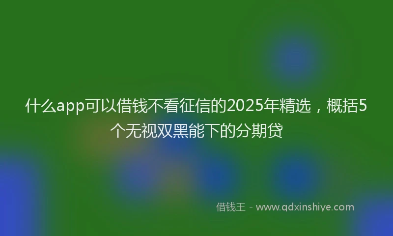什么app可以借钱不看征信的2025年精选，概括5个无视双黑能下的分期贷