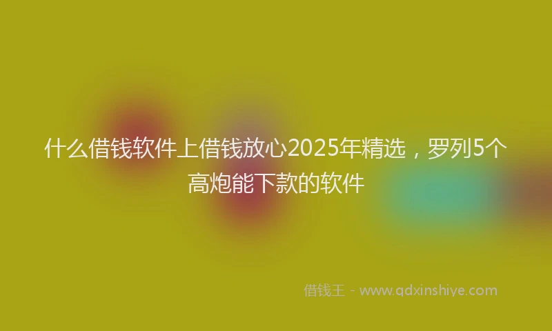什么借钱软件上借钱放心2025年精选，罗列5个高炮能下款的软件
