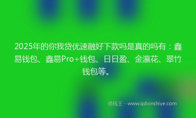 2025年的你我贷优速融好下款吗是真的吗有：鑫易钱包、鑫易Pro+钱包、日日盈、金瀛花、翠竹钱包等。