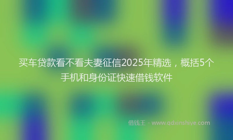 买车贷款看不看夫妻征信2025年精选，概括5个手机和身份证快速借钱软件
