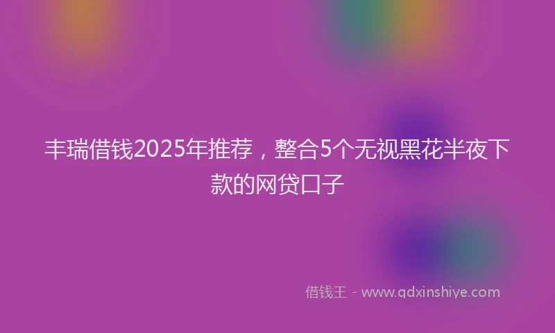 丰瑞借钱2025年推荐，整合5个无视黑花半夜下款的网贷口子