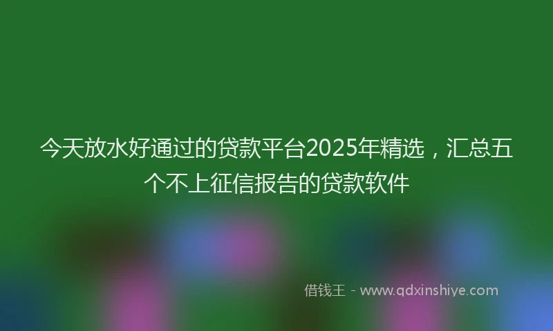 今天放水好通过的贷款平台2025年精选，汇总五个不上征信报告的贷款软件