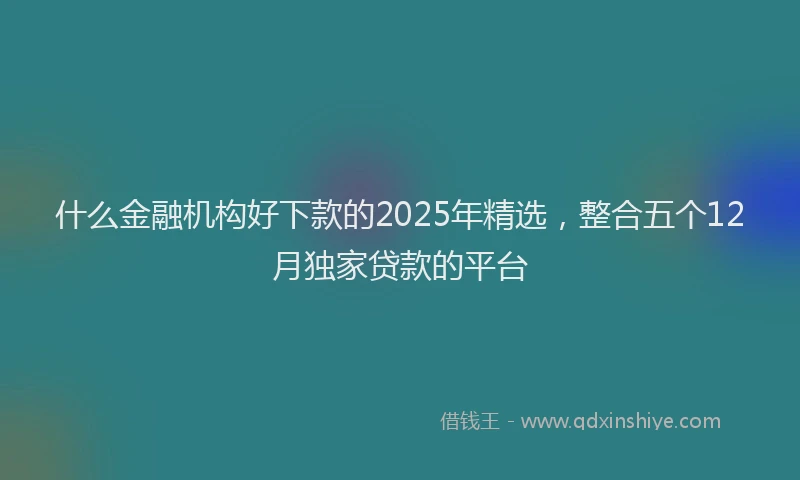 什么金融机构好下款的2025年精选，整合五个12月独家贷款的平台
