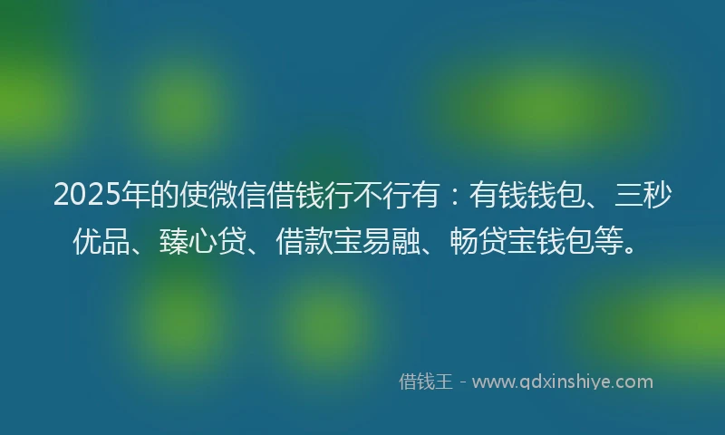 2025年的使微信借钱行不行有：有钱钱包、三秒优品、臻心贷、借款宝易融、畅贷宝钱包等。