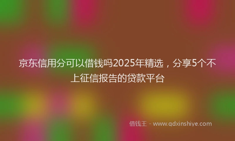 京东信用分可以借钱吗2025年精选，分享5个不上征信报告的贷款平台