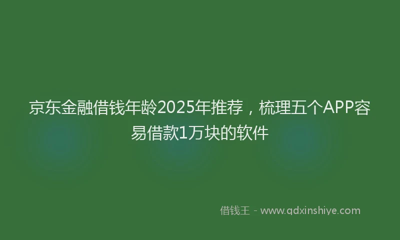 京东金融借钱年龄2025年推荐，梳理五个APP容易借款1万块的软件