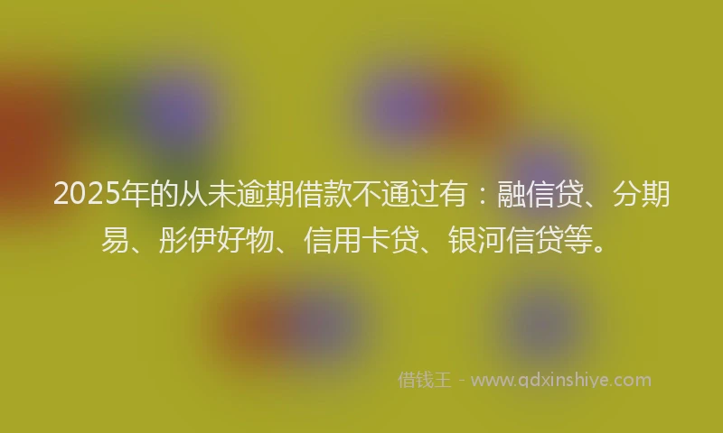 2025年的从未逾期借款不通过有：融信贷、分期易、彤伊好物、信用卡贷、银河信贷等。