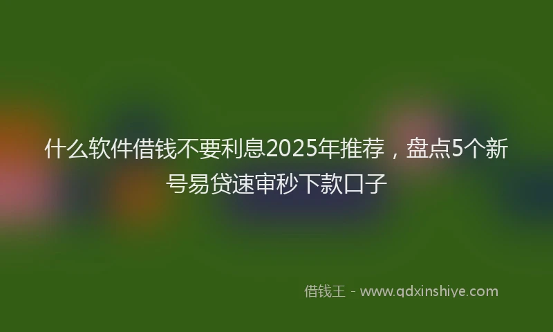 什么软件借钱不要利息2025年推荐，盘点5个新号易贷速审秒下款口子