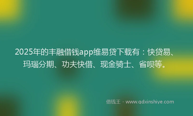 2025年的丰融借钱app维易贷下载有：快贷易、玛瑙分期、功夫快借、现金骑士、省呗等。
