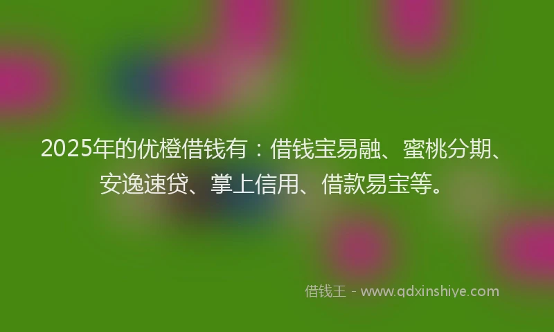 2025年的优橙借钱有：借钱宝易融、蜜桃分期、安逸速贷、掌上信用、借款易宝等。