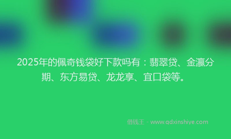 2025年的佩奇钱袋好下款吗有：翡翠贷、金瀛分期、东方易贷、龙龙享、宜口袋等。