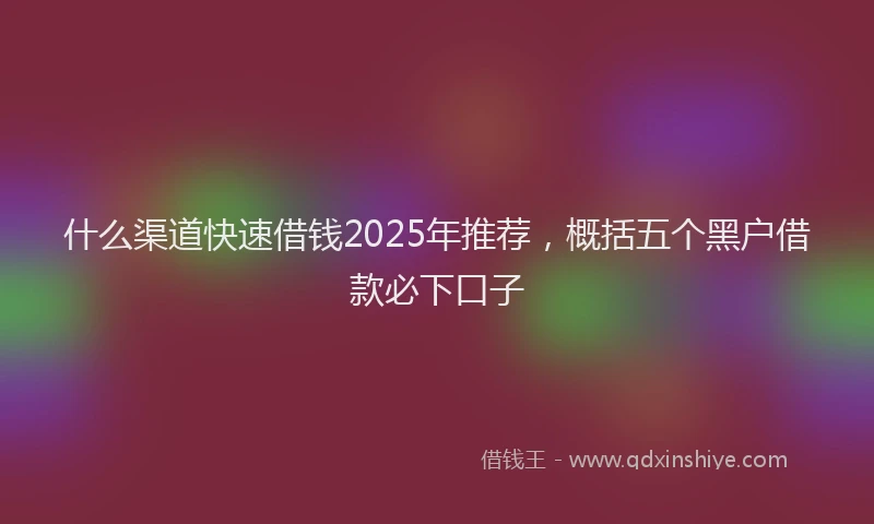 什么渠道快速借钱2025年推荐，概括五个黑户借款必下口子