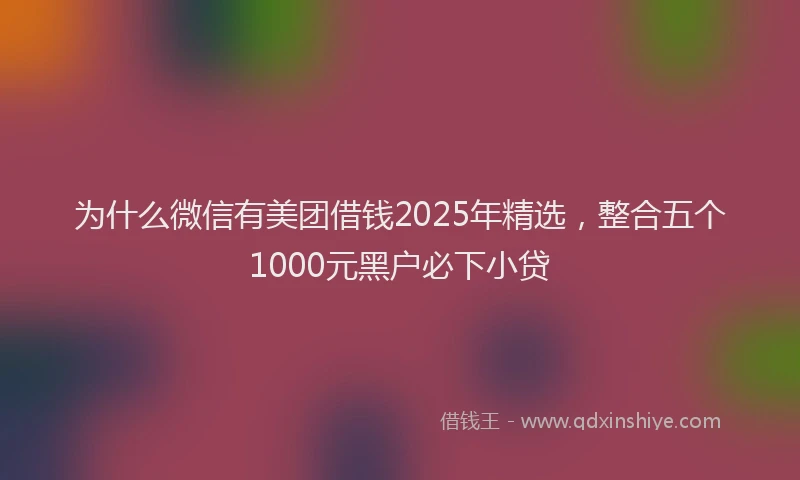 为什么微信有美团借钱2025年精选，整合五个1000元黑户必下小贷