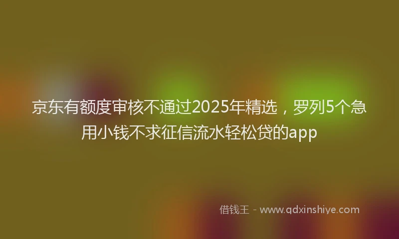 京东有额度审核不通过2025年精选，罗列5个急用小钱不求征信流水轻松贷的app