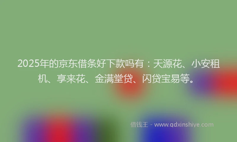 2025年的京东借条好下款吗有：天源花、小安租机、享来花、金满堂贷、闪贷宝易等。