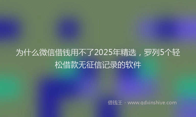 为什么微信借钱用不了2025年精选,罗列5个轻松借款无征信记录的软件