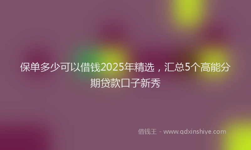 保单多少可以借钱2025年精选，汇总5个高能分期贷款口子新秀