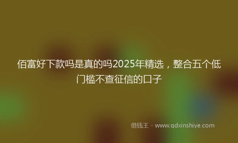 佰富好下款吗是真的吗2025年精选，整合五个低门槛不查征信的口子