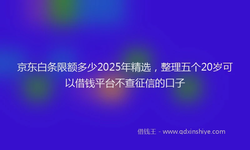 京东白条限额多少2025年精选，整理五个20岁可以借钱平台不查征信的口子
